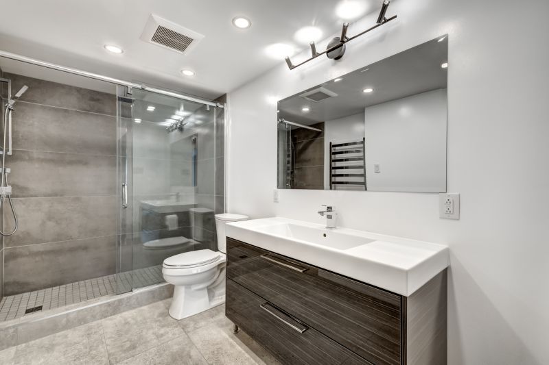 Contemporary Bathroom with Large Mirror